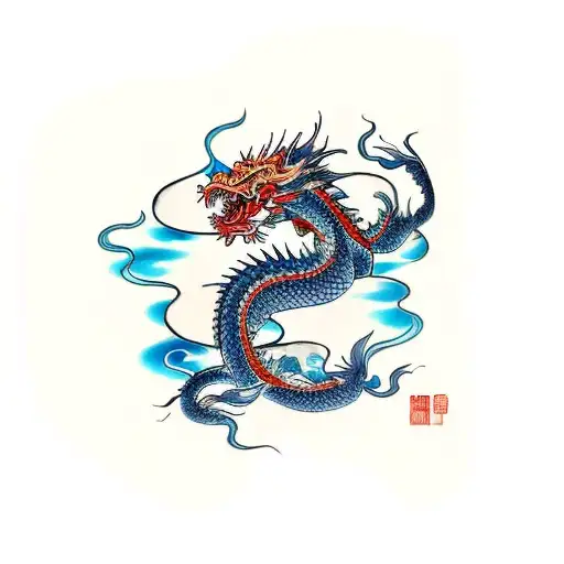 A Koi Fish Fighting A Chinese Dragon Asian Inspired
