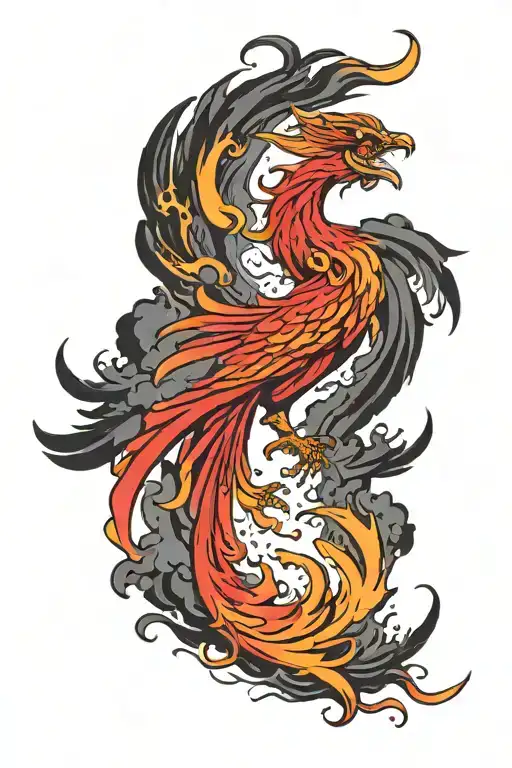 Colour Red Phoenix Rising From The Ashes Symbolizing Rebirth