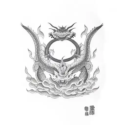 Dragon Avec Lettres Japonaise