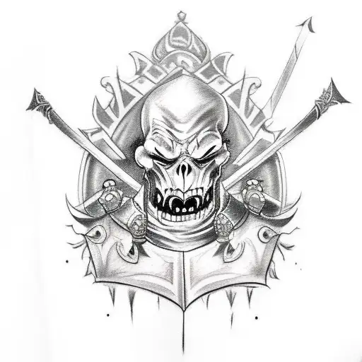 A Sketch-style Tattoo Of Sir Daniel Fortesque From Medievil Wielding His Sword And Shield