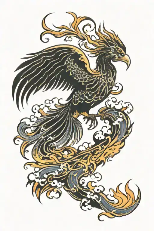 Colour Phoenix Rising From The Ashes Symbolizing Rebirth