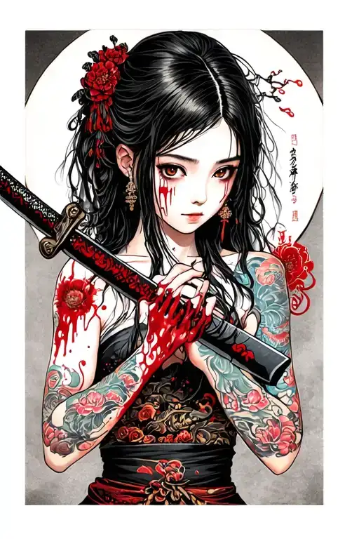 Girl With Bloody Katana