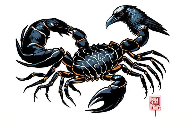 Scorpion With Raven With Slavic Runes And Date