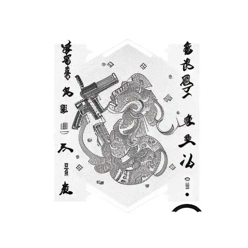 Guns With Money In Futuristic Style