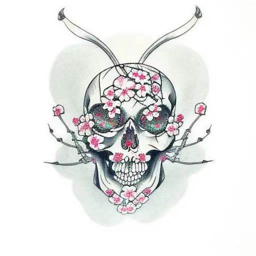 Cherry Blossom Skull