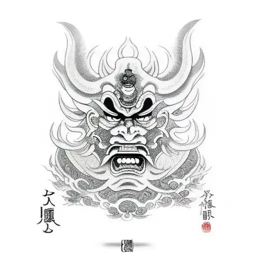 Oni Mask Black And Gray