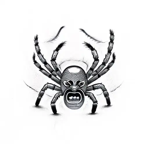 Spider Wearing An Oni Mask