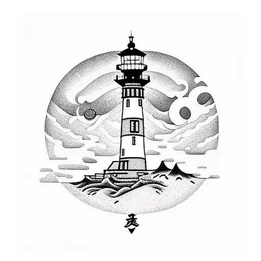 Forest With A Beach And Lighthouse On It With An Anchor