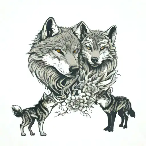Wolf Surrounded Family Holding Hands