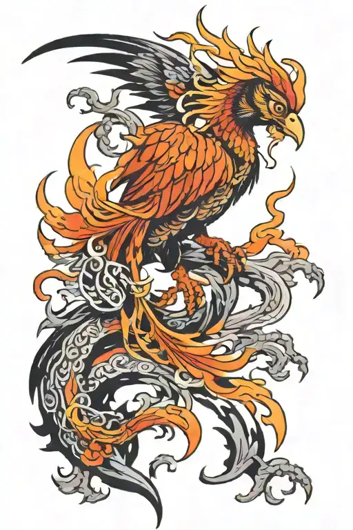 Colour Phoenix Rising From The Ashes Symbolizing Rebirth