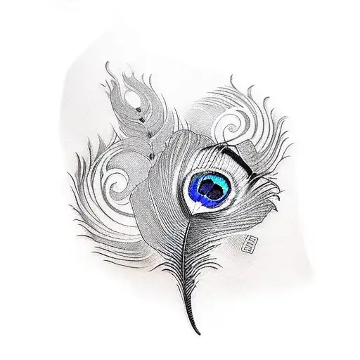 Peacock Feather With Fehu