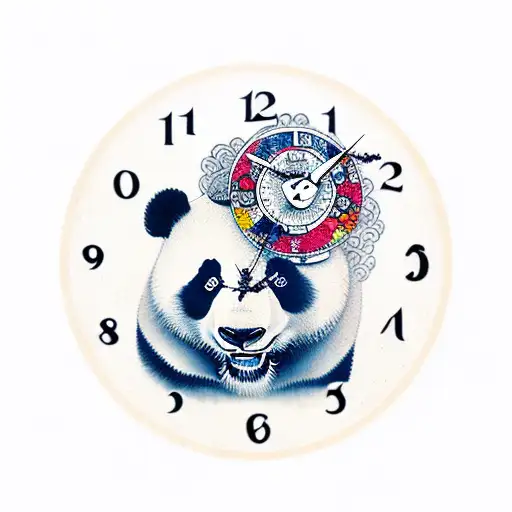 Panda Sitting On A Clock