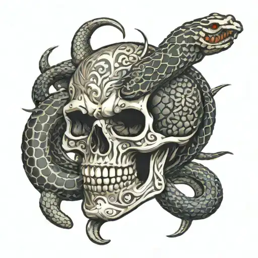 Demon Skull With Snake