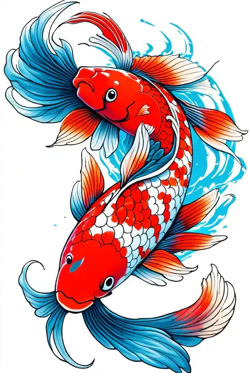 Koi Fish Red And Blue