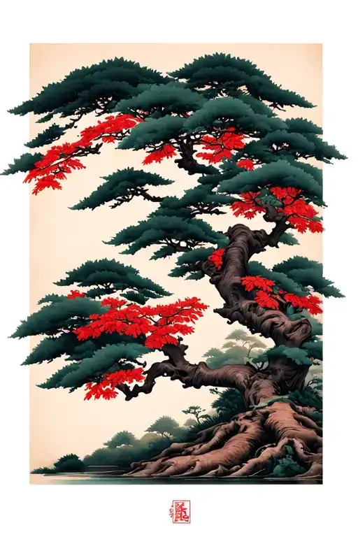 Red Japanese Marple Tree Lush Foliage