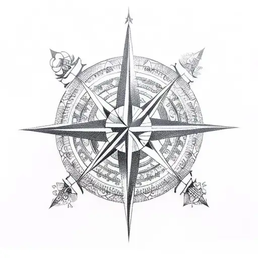 Compass Rose With Mountain