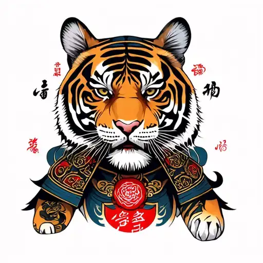 Tiger Shandong Using A Samurai Warrior Surrounded