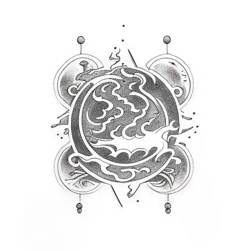 8 And K Letter With Red Flames On Moon