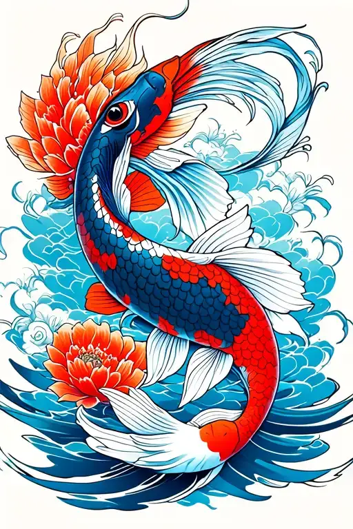 Koi Fish Red And Blue
