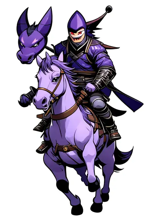 Gengar The Pokemon Resembling The Actual Pokemon As A Samurai Riding A Semi Realistic Horse
