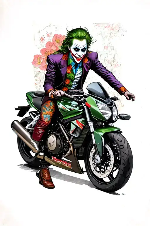 Joker Sit On Motorcycle Kawasaki Er6f
