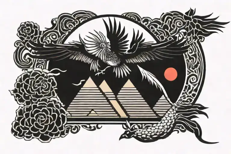 Phoenix Rising Sun Egypt Pyramid Sun