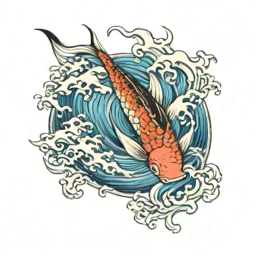 Koi Fish Sea Wave