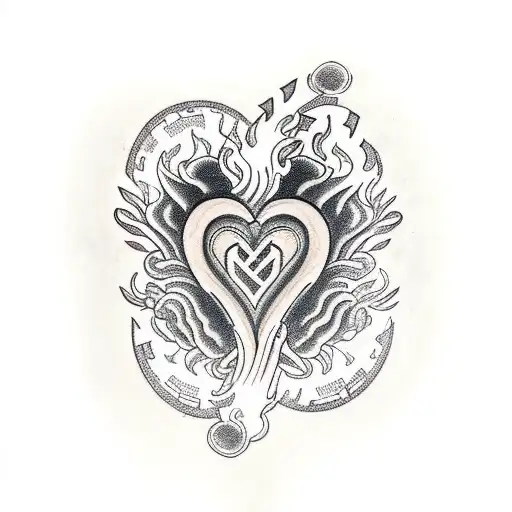 Heart In Flames With Music Notes