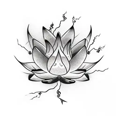 A Lotus Flower With Lightning Bolts Emanating From Its Petals