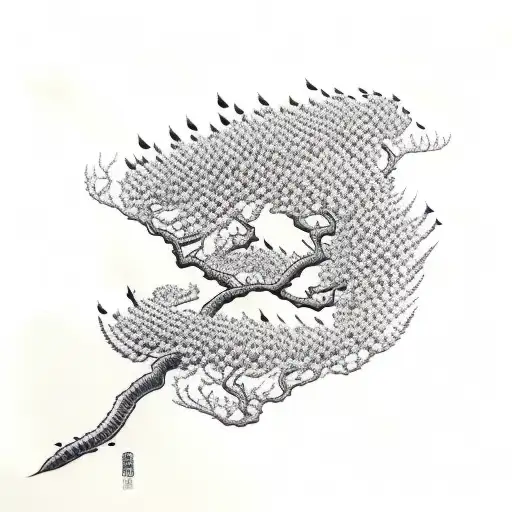 Pohutukawa Tree With Tui Bird