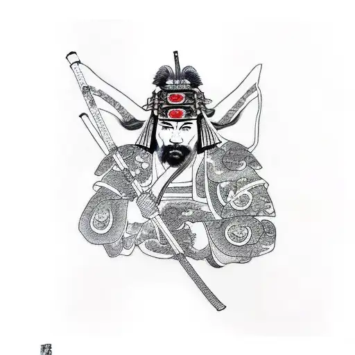 Japanese Samurai With Dragon Sleave