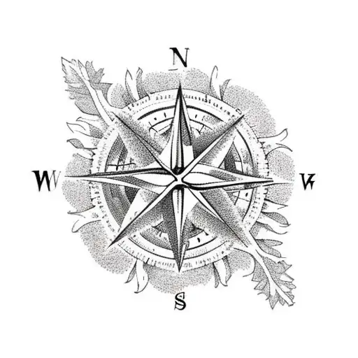 Compass In A Twig Wreath With Sunflowers Around It