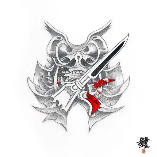 Cancer Ribbon With Dagger And Blood