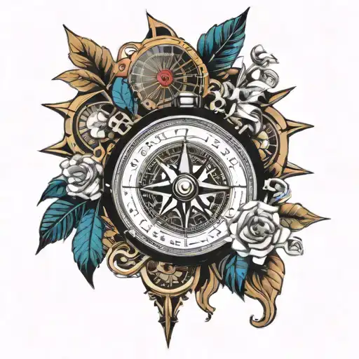 Compass With Roulette Wheel And Cards