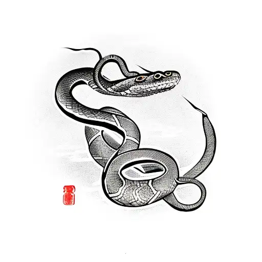Snake Forming S Around A Sword