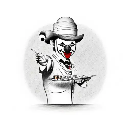 Poker Game Final Table With An Audience Card Dealer With A Clown Watching