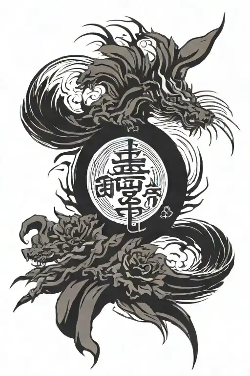 Kanji For Love And Hate With The Ying Yang