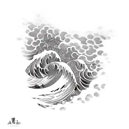 Japanese Wave Background Black And White