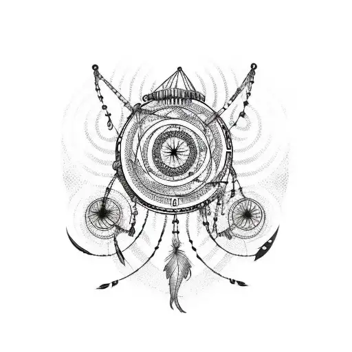 Libra Symbol With Dream Catcher And Trails