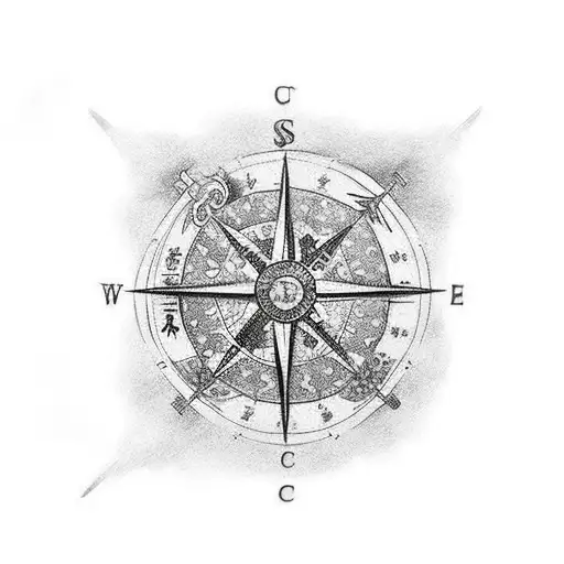 Sic Parvis Magna And Compass And Clouds