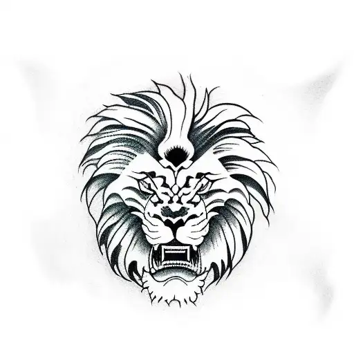 Lion Head With Big Fangs