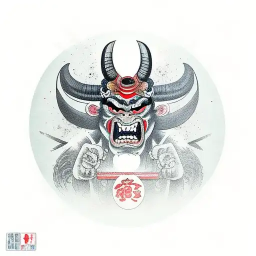 Geisha With Broken Oni Mask