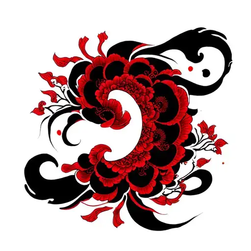 Japanese Black And Red Dark Design