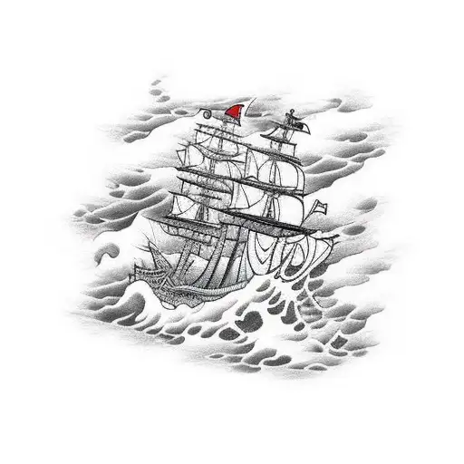 Pirate Ship In Stormy Weather