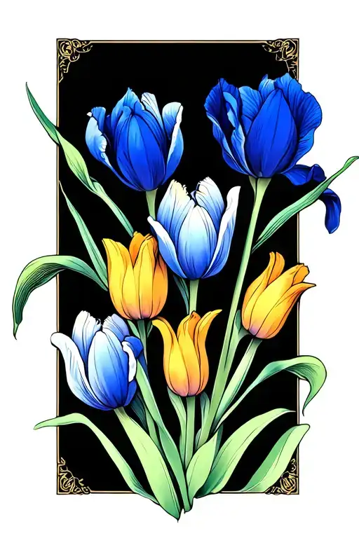 Tulips And Iris Flower