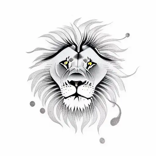 Lion With Clouds And Lightning Behind It