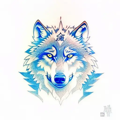 Wolf With Blue