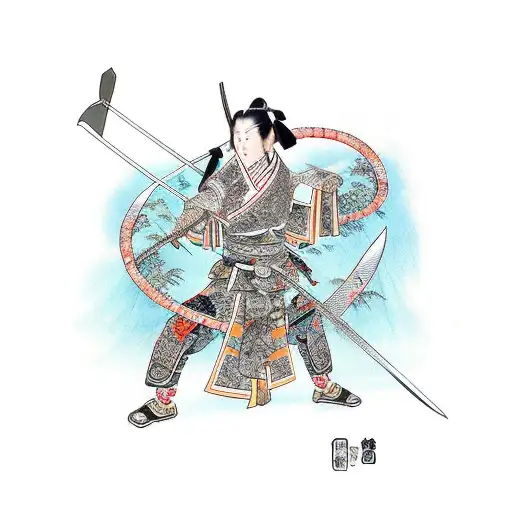 A Japenese Warrior Woman With Sword