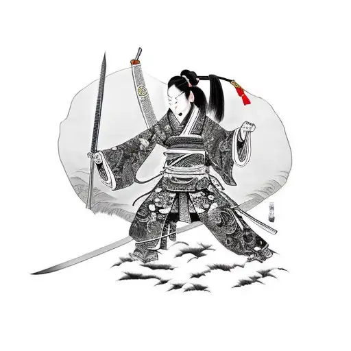 A Japenese Warrior Woman With Sword