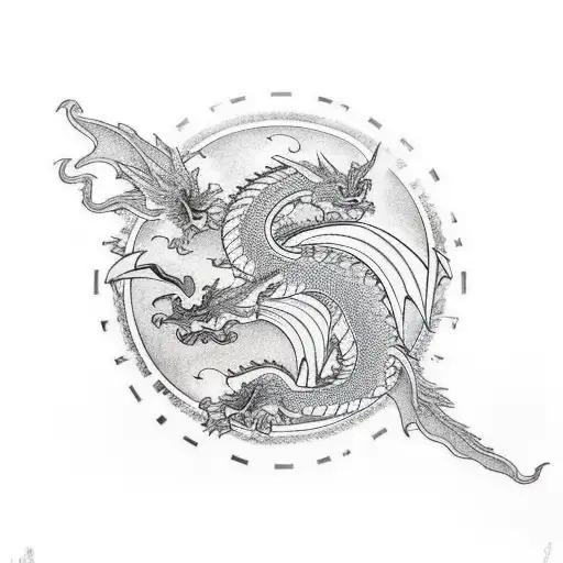 Dragon With Rising Sun And Ito Clan Crest Half Sleeve